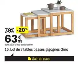 BUT Lot de 3 tables basses gigognes Gino offre