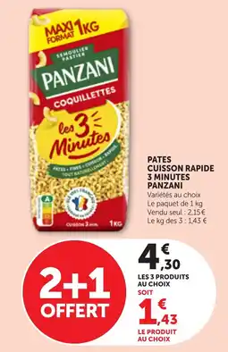 Bi1 Pates cuisson rapide 3 minutes panzani offre