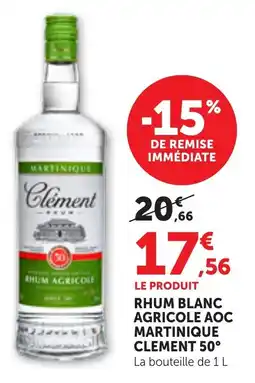Bi1 Rhum blanc agricole aoc martinique clement 50° offre