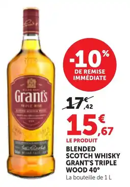 Bi1 Blended scotch whisky grant's triple wood 40° offre