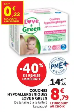 Bi1 Couches hypoallergeniques love & green offre