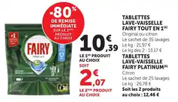 Bi1 Tablettes lave-vaisselle fairy tout en 1 offre