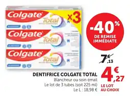 Bi1 Dentifrice colgate total offre