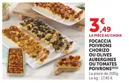 Bi1 Focaccia poivrons chorizo ou olives aubergines ou tomates poivrons offre