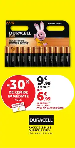 Bi1 Pack de 12 piles duracell plus offre