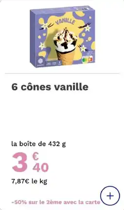 Picard 6 cônes vanille offre