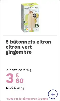 Picard 5 bâtonnets citron citron vert gingembre offre