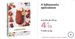 Picard 4 bâtonnets spéculoos offre