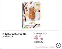 Picard 4 bâtonnets vanille noisette offre