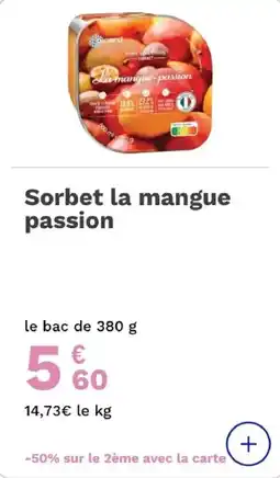 Picard Sorbet la mangue passion offre