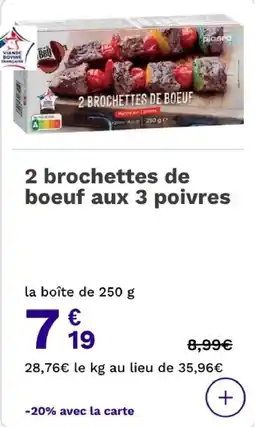 Picard 2 brochettes de boeuf aux 3 poivres offre