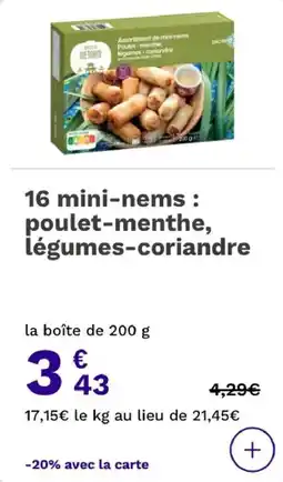 Picard 16 mini-nems: poulet-menthe légumes-coriandre offre