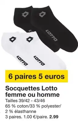 Zeeman Lotto socquettes femme ou homme offre