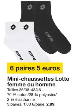 Zeeman Lotto mini-chaussettes femme ou homme offre