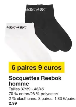 Zeeman Reebok socquettes offre