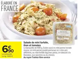 Carrefour Market Salade de mini farfalle, thon et tomates offre