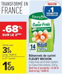 Carrefour Market Bâtonnets de surimi fleury michon offre