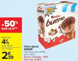 Carrefour Market Cônes glacés kinder offre
