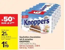 Carrefour Market Gaufrettes chocolatées lait & noisettes knoppers offre