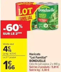Carrefour Market Haricots lot familial bonduelle offre