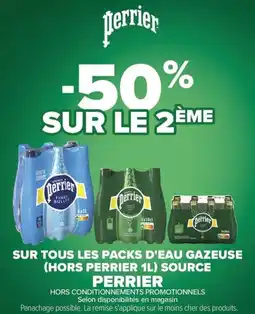 Carrefour Market SUR TOUS LES PACKS D'EAU GAZEUSE HORS PERRIER 1L SOURCE PERRIER offre