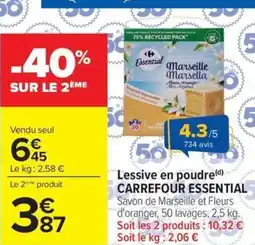 Carrefour Market Lessive en poudre carrefour essential offre