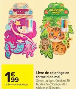 Carrefour Market Livre de coloriage en forme d'animal offre