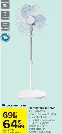 Carrefour Market Ventilateur sur pied offre