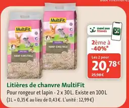 Maxi Zoo MULTIFIT Litières de chanvre offre