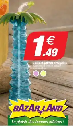 Bazarland Bouteille palmier avec paille offre