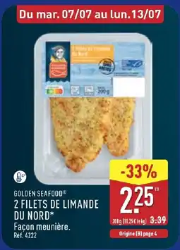 ALDI GOLDEN SEAFOOD 2 filets de limande du nord offre