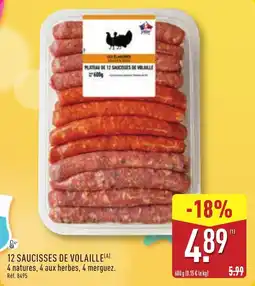 ALDI 12 saucisses de volaille offre