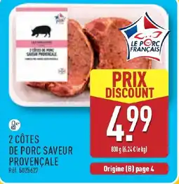 ALDI 2 côtes de porc saveur provençale offre