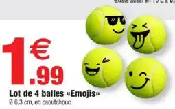 Bazarland Lot de 4 balles emojis en caoutchouc offre