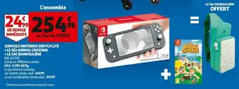 Auchan Nintendo console nintendo switch lite + le jeu animal crossing + le sac bandoulière offre