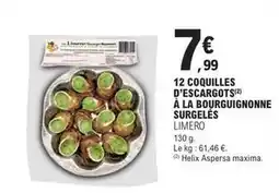 E.Leclerc 12 coquilles d'escargots à la bourguignonne surgelés offre