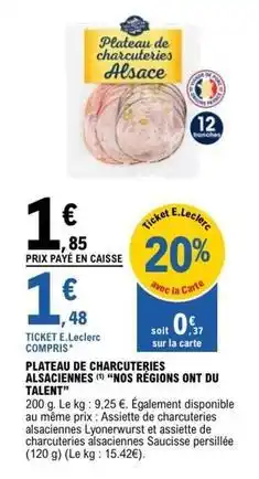 E.Leclerc E.leclerc - plateau de charcuteries alsaceines offre