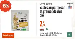 La Vie Claire Sablés au parmesan et graines de chia bio offre