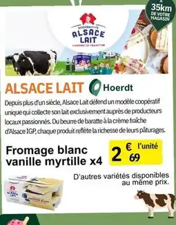 E.Leclerc Alsace lait - fromage blanc vanille myrtille x4 offre