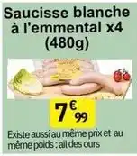 E.Leclerc Saucisse blanche à l'emmental x4 offre