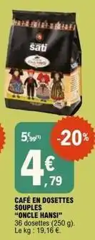 E.Leclerc Sati - cafe en dosettes souples offre