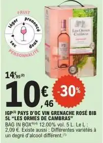 E.Leclerc Express Cambras - igp pays d'oc vin grenache rosé offre