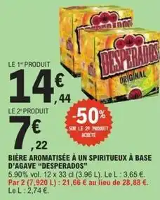 E.Leclerc Express Desperados - bière aromatisée à un spiritueux à base d'agave offre