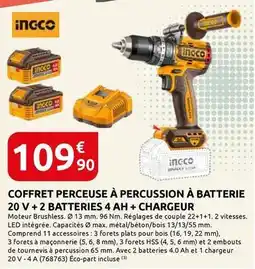 Rural Master Coffret perceuse a percussion a batterie 20 v + 2 batteries 4 ah + chargeur offre