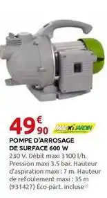 Rural Master Pompe d'arrosage de surface 600 w offre
