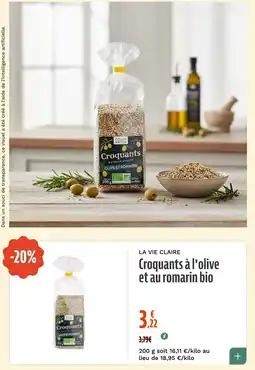 La Vie Claire Croquants à l'olive et au romarin bio offre