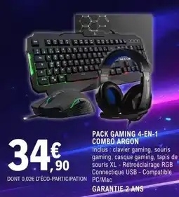 E.Leclerc Pack gaming 4-en-1 combo argon offre