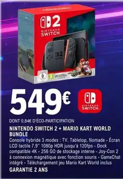 E.Leclerc Nintendo - switch 2 + mario kart world bundle offre