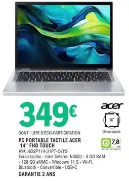 E.Leclerc Acer - pc portable tactile offre