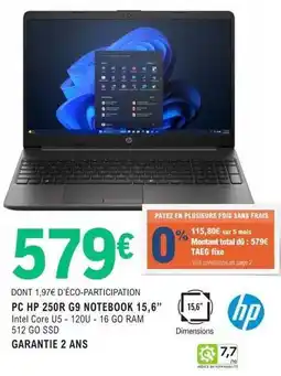 E.Leclerc Hp - pc hp 250r g9 notebook 15,6 offre